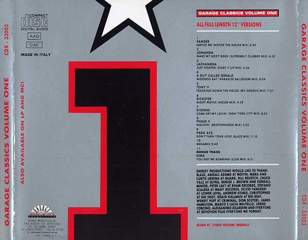 Various - Garage Classics Volume One - Italian CD - Back