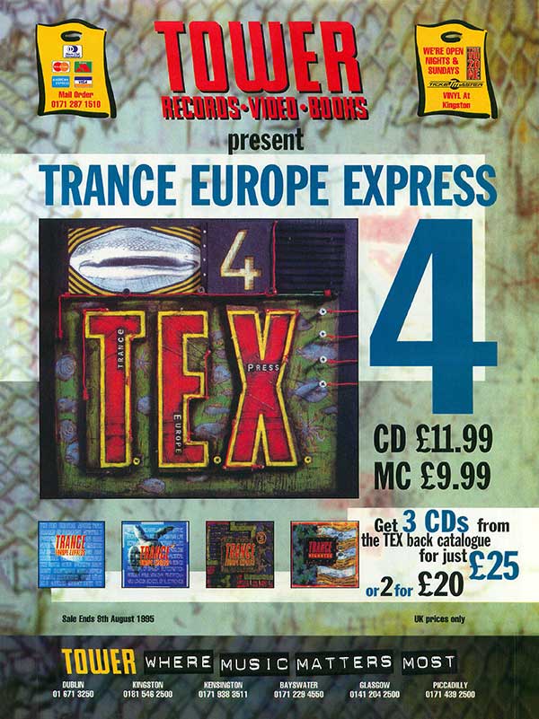 Various - Trance Europe Express 4 - UK Advert - Muzik Magazine (08/08/1995)