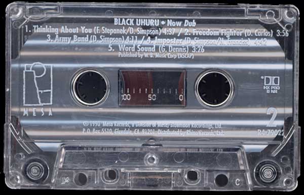 Black Uhuru - Now Dub - US Cassette - Side 2