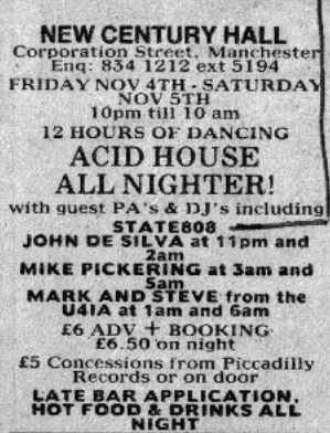 4 Nov: State 808, Acid House All Nighter, New Century Hall, Manchester, England