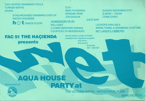 Tony Wilson / A Guy Called Gerald / Graham Massey / Mike Pickering / Graeme Park / Jon DaSilva, Wet, The Other Side Of Midnight, Victoria Baths, Manchester, England