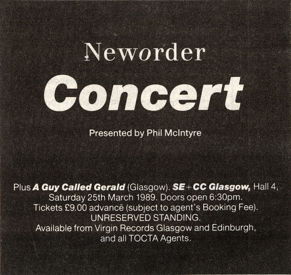 25 March: New Order, S.E.C.C., Glasgow, Scotland 