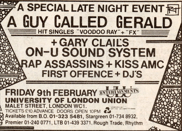 9 Feb: A Guy Called Gerald Live, University of London Union, Malet Street, London, England