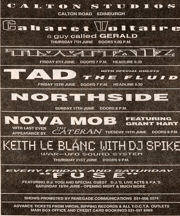 7 June: A Guy Called Gerald Live / Cabaret Voltaire / A Guy Called Gerald Live, Calton Studios, Edinburgh, Scotland