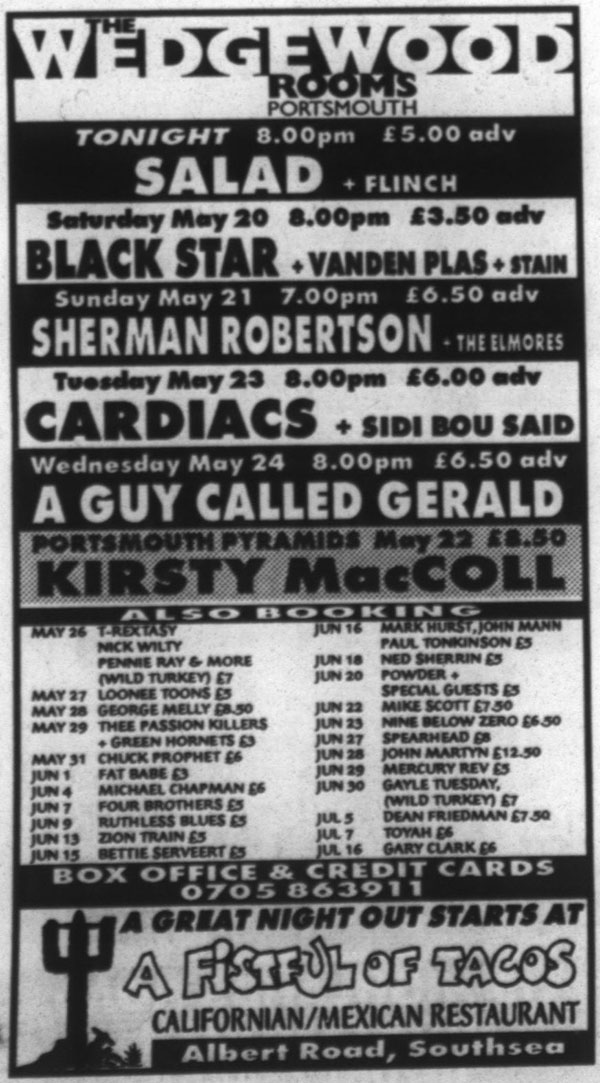 24 May: A Guy Called Gerald Live, Wedgewood Rooms, Portsmouth, Hampshire, England