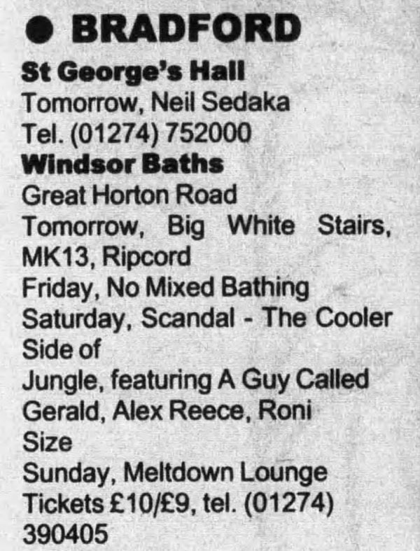 11 November: Scandal - The Cooler Side Of Jungle, Windsor Baths, Bradford, Yorkshire, England