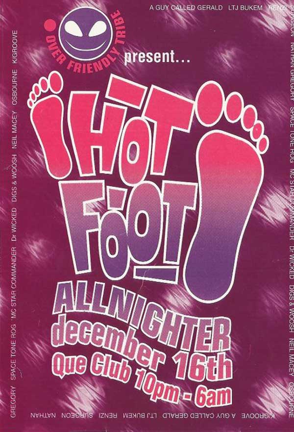 16 December: A Guy Called Gerald, Hot Foot, Que Club, Birmingham, England