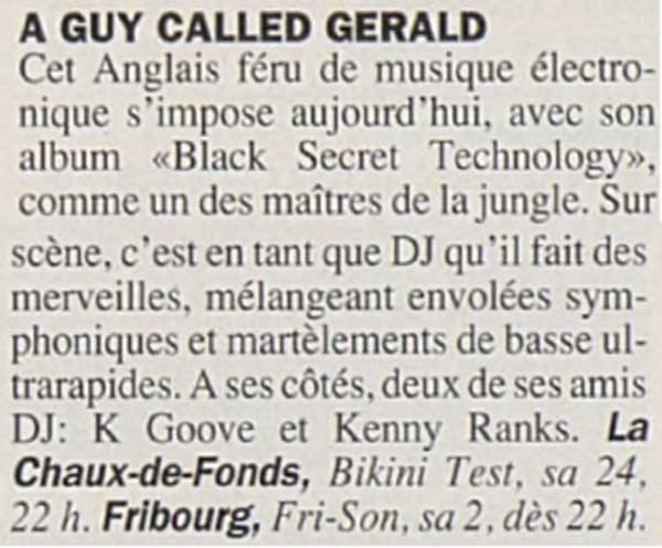 24 February: A Guy Called Gerald, Bikini Test, Chaux-de-fonds, Switzerland