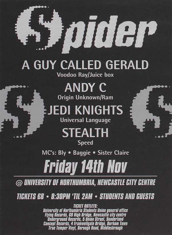 14 November: A Guy Called Gerald, Spider, Northumbria University Student Union, Newcastle, England