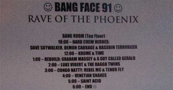 13 Sep: Rebuild (Gerald/Graham), Bangface: Rave Of The Phoenix, Electrowerkz, London, England