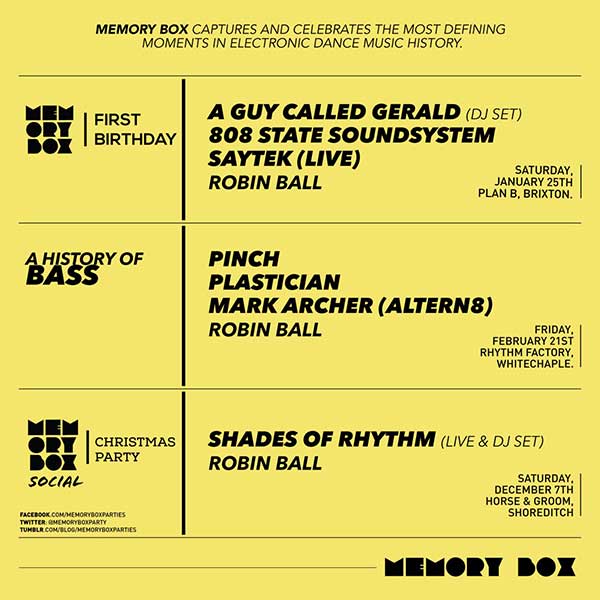 25 Jan: Memory Box 1st Birthday, Plan B, Brixton, London, England