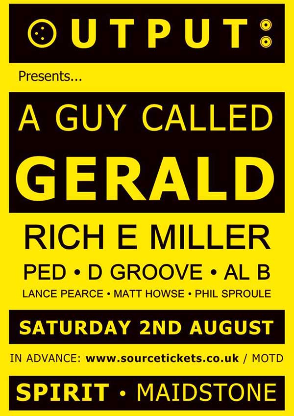 2 August: Output, Spirit Lounge, Maidstone, Kent, England