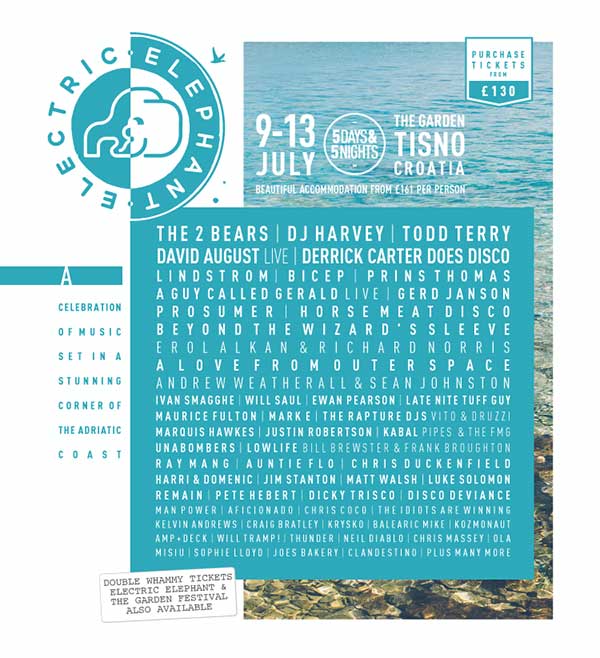 9 July:  A Guy Called Gerald, Electric Elephant 2015, The Garden, Tismo, Croatia