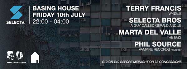 10 July: A Guy Called Gerald, Selecta Bros (JB & AGCG B2B), Basing House, Shoreditch, London, England