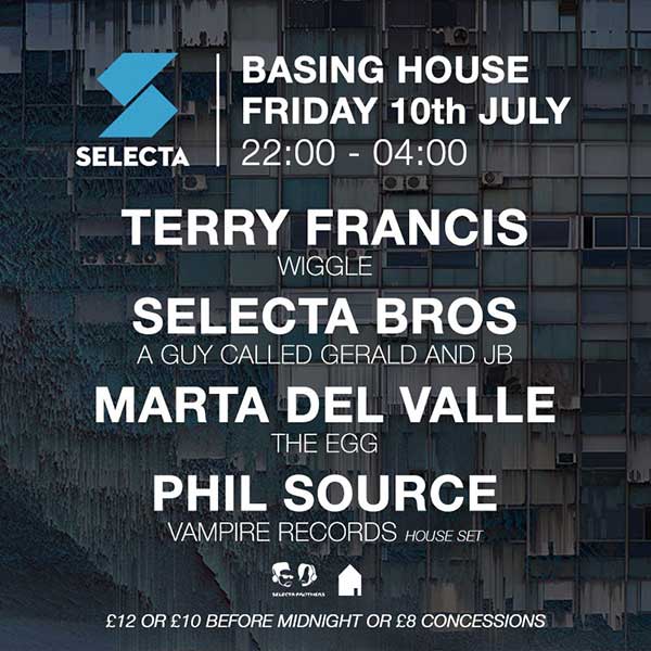 10 July: A Guy Called Gerald, Selecta Bros (JB & AGCG B2B), Basing House, Shoreditch, London, England