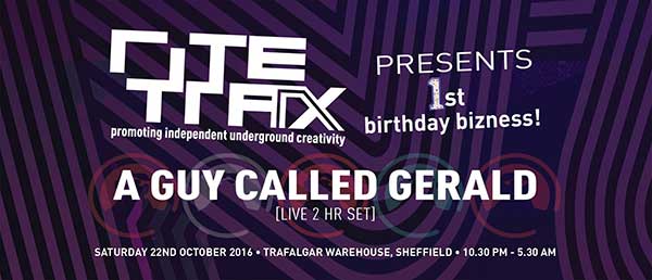 22 October: A Guy Called Gerald Live, Rite Trax 1st Birthday, Trafalgar Warehouse, Sheffield, Yorkshire, England