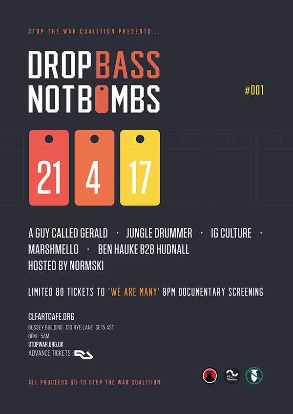 21 April: A Guy Called Gerald Live, Drop Bass Not Bombs #001, CLF Art Cafe / The Bussey Building, Peckham, London, England