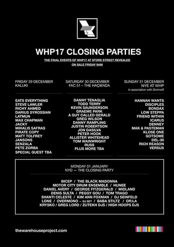 30 December: A Guy Called Gerald, The Warehouse Project 2017 Closing Party, FAC51 The Hacienda, Store Street, Manchester, England