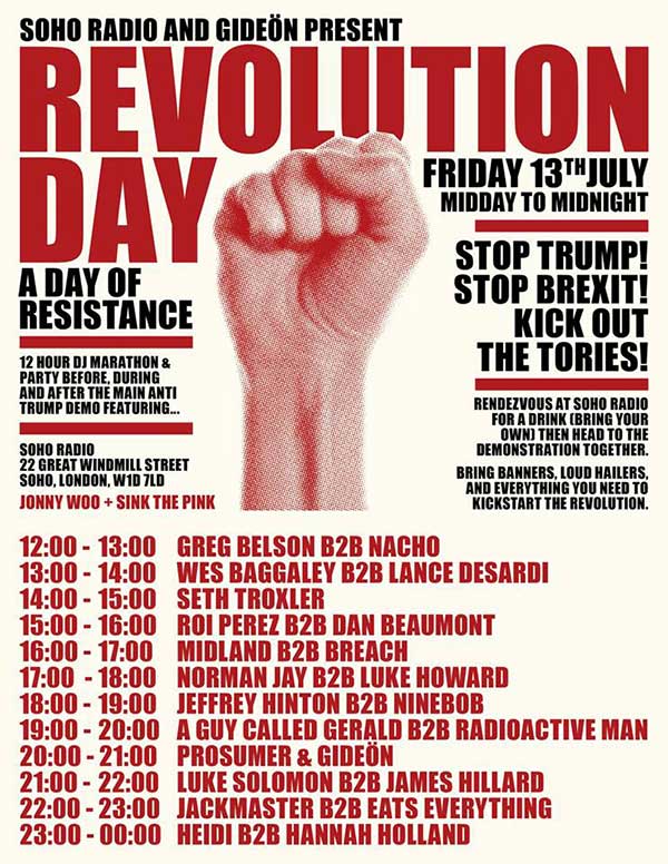 13 July: A Guy Called Gerald, Revolution Day, Soho Radio, Soho, London, England