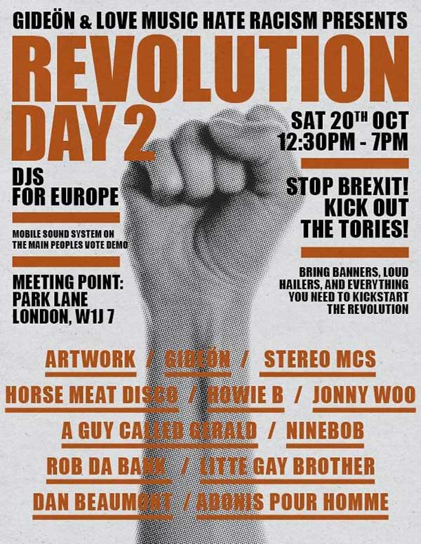 20 October: A Guy Called Gerald, Revolution Day 2: DJs For Europe, Soho Radio, Soho, London, England