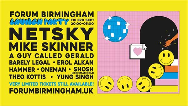 3 September: A Guy Called Gerald, Forum Birmingham Launch Party, Forum Birmingham, England