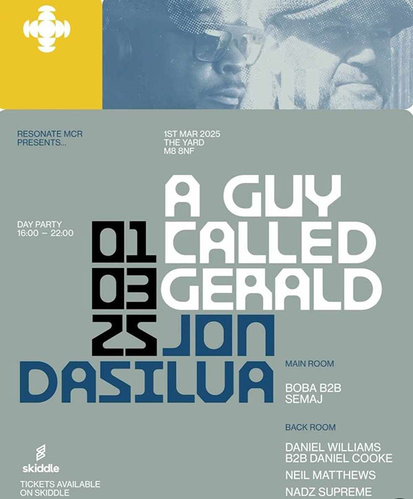 1 March: A Guy Called Gerald, Resonate MCR, The Yard, Manchester, England