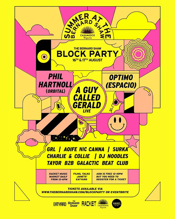 16 August: A Guy Called Gerald Live, The Bernard Shaw Block Party, The Racket Space, Dublin, Ireland 